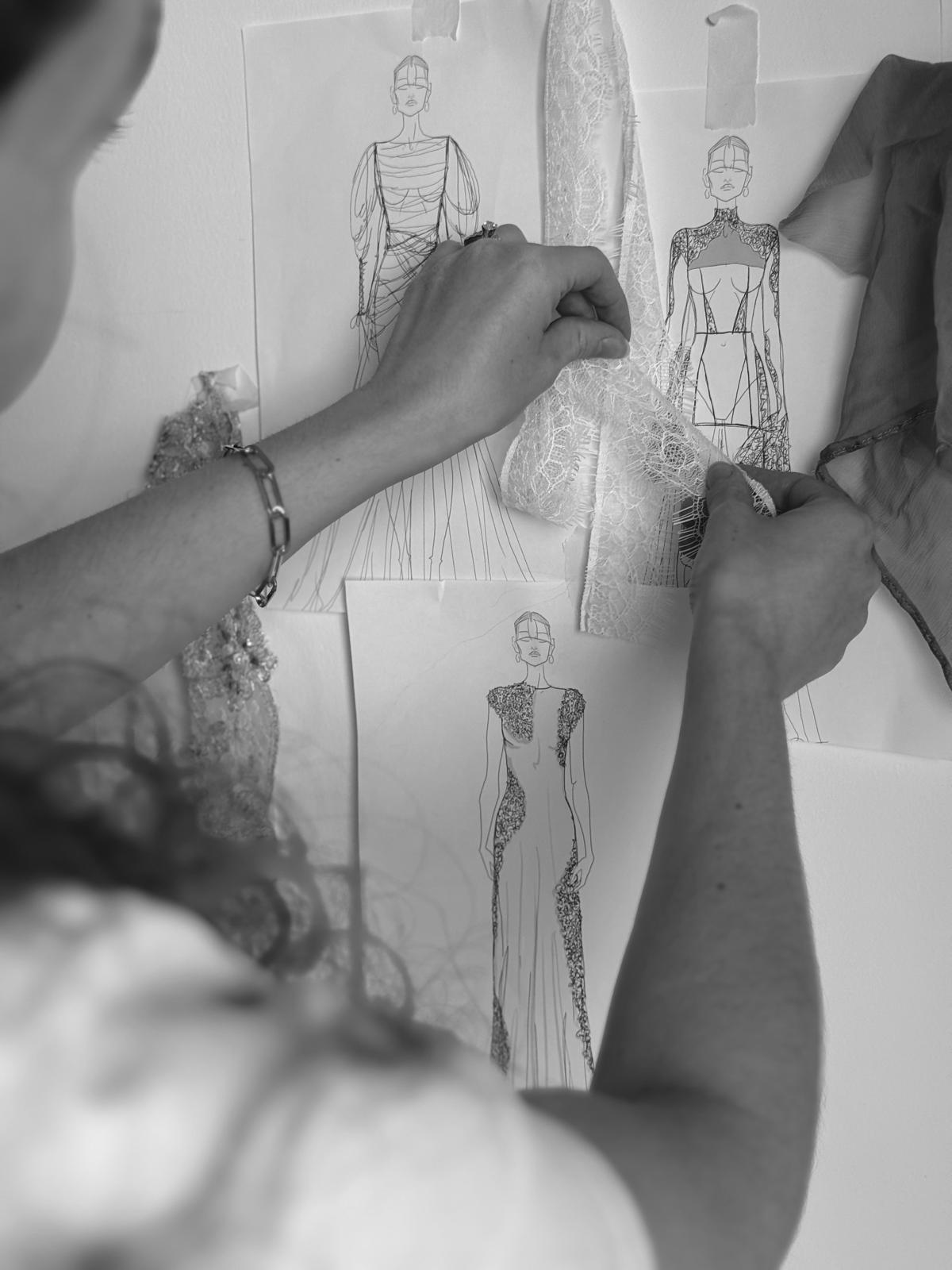 Racheli fitting a dress at ROZ Studio